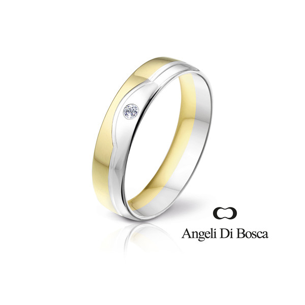 Bague alliance Angeli Di Bosca deux ors 18 carats et diamant - 4,5 mm