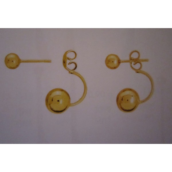Boucles d'oreilles en or jaune double boules