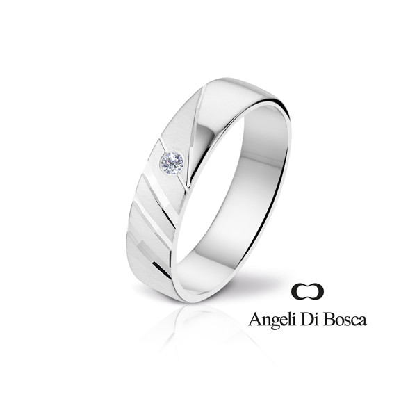 Bague alliance Angeli Di Bosca en or  18 carats et diamant 0,04 carat de diamètre 5 mm