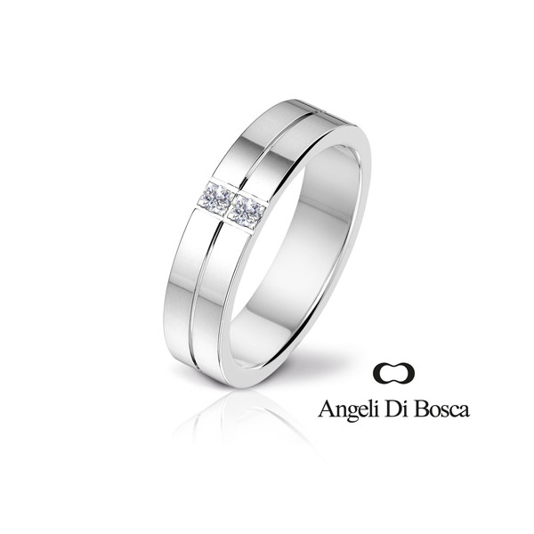 Bague alliance Angeli Di Bosca en or  18 carats et diamant 0,06 carat de diamètre 5 mm