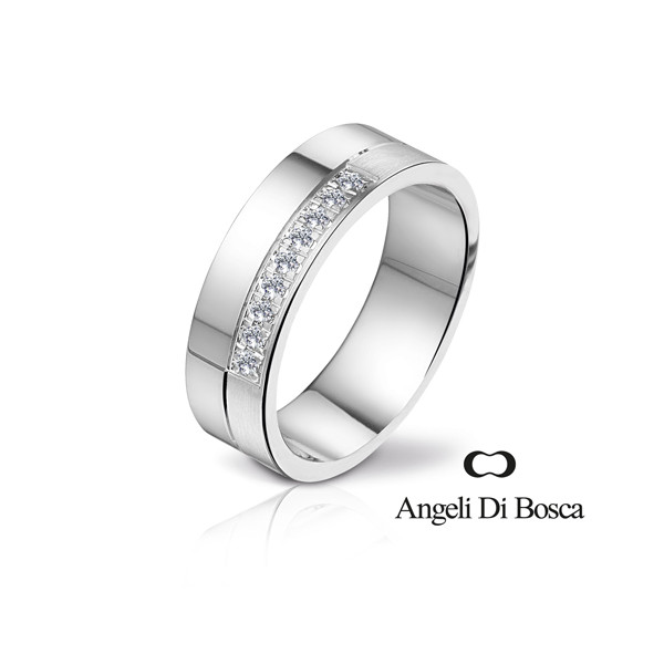 Bague alliance Angeli Di Bosca en or  18 carats et diamant 0,13 carat de diamètre 6 mm