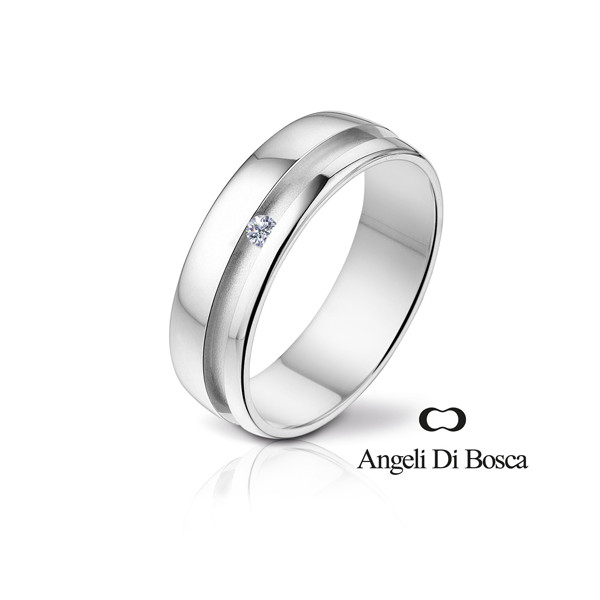 Bague alliance Angeli Di Bosca en or  18 carats et diamant 0,03 carat de diamètre 6 mm