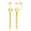 Boucles d'oreilles en or jaune double boules et pendants pour femme
