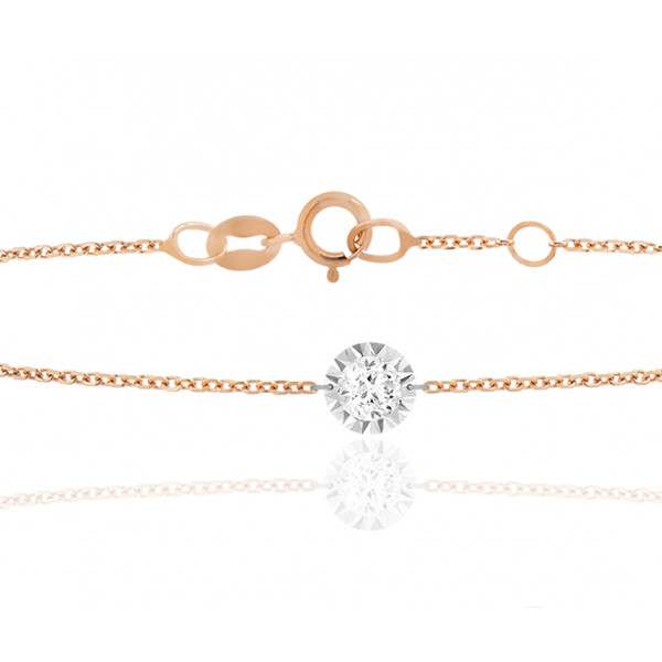 Bracelet "Filles en or" or rose 18 carats et diamant 0,05 carat serti illusion