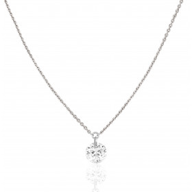 Collier "Filles en or" or blanc 18 carats et diamant 0,07 carat