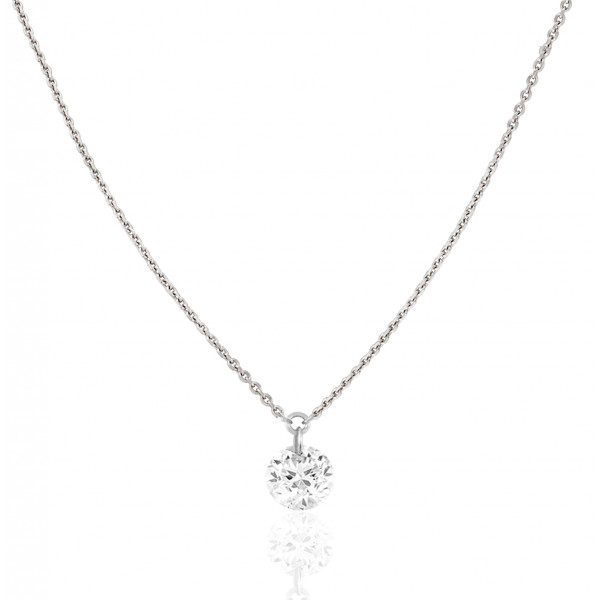 Collier "Filles en or" or blanc 18 carats et diamant 0,07 carat