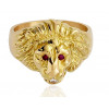 Chevalière or 750/1000 rubis, diamant tête de lion pour homme