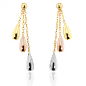 Boucles d'oreilles trois ors 18 carats pour femme "pendants"
