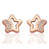 Boucles d'oreilles en or rose 18 carats étoiles et zirconiums pour filles.