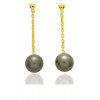 Boucles d'oreilles pendants en or 18 carats et perles de Tahiti rondes 8mm.