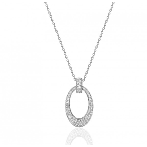 Chaine de cou en or blanc 18 carats et pendentif or blanc et diamant 0,65 carat "cercle de diamant"