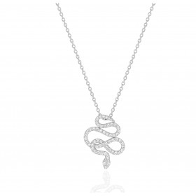 Chaine de cou en or blanc 18 carats et pendentif or blanc et diamant 0,50 carat "serpent de diamant"