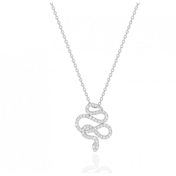 Chaine de cou en or blanc 18 carats et pendentif or blanc et diamant 0,50 carat "serpent de diamant"