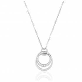 Chaine de cou en or blanc 18 carats et pendentif or blanc et diamant 0,28 carat "cercle de diamant"