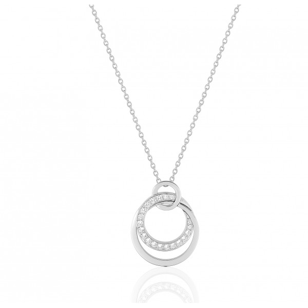 Chaine de cou en or blanc 18 carats et pendentif or blanc et diamant 0,28 carat "cercle de diamant"