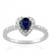 Bague or blanc 18 carats, saphir à facettes et diamant 0,26 carat