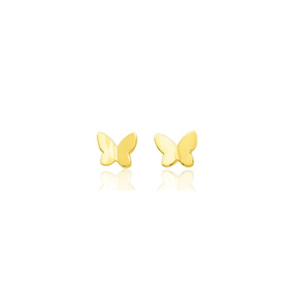 Boucles d'oreilles en or jaune 18 carats papillons pour filles.