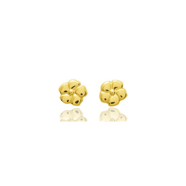 Boucles d'oreilles en or jaune 18 carats fleurs pour filles, fermoir à vis.