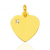 Pendentif or jaune personnalisable cœur et diamant à graver.