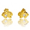 Boucles d'oreilles en or jaune 18 carats lapins et zirconium pour filles.