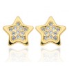 Boucles d'oreilles en or jaune 18 carats étoiles et zirconium pour filles.