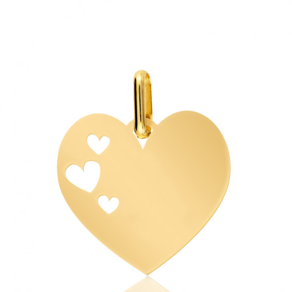 Pendentif or jaune 18 carats personnalisable cœur à graver.