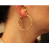 boucles d'oreilles femme or jaune 750/1000 carats créoles facettés 40 mm