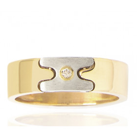 Chevalière or 750/1000 et diamant 0,02 carat pour hommes.