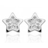 Boucles d'oreilles en or blanc 18 carats étoiles et zirconium pour filles.