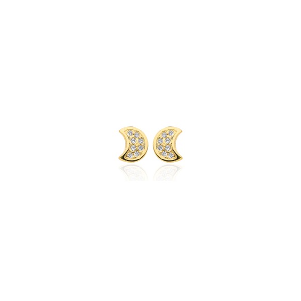 Boucles d'oreilles en or jaune 18 carats clair de lune  et zirconium pour filles.
