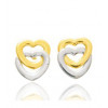 Boucles d'oreilles deux  ors  18 carats cœurs pour petites filles.