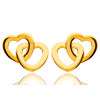 Boucles d'oreilles en or jaune 18 carats double cœurs, fermoir poussette
