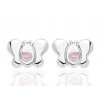 Boucles d'oreilles en or blanc 18 carats clair de lune et zirconium rose pour filles.