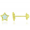 Boucles d'oreilles en or jaune 18 carats "étoiles" laqués blanc pour filles.