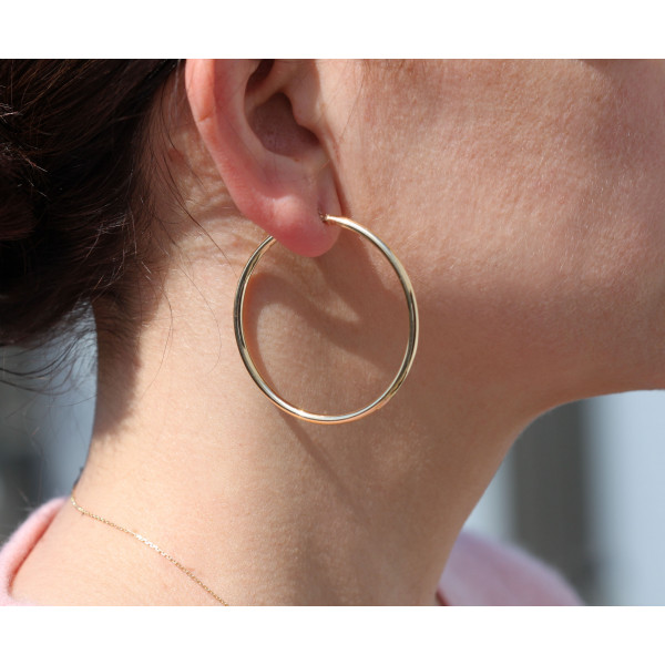boucles d'oreilles créoles pour femmes en or jaune 18 carats de diamètre 45 mm
