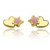 Boucles d'oreilles en or jaune 18 carats et cœurs & étoiles laqués pour filles.