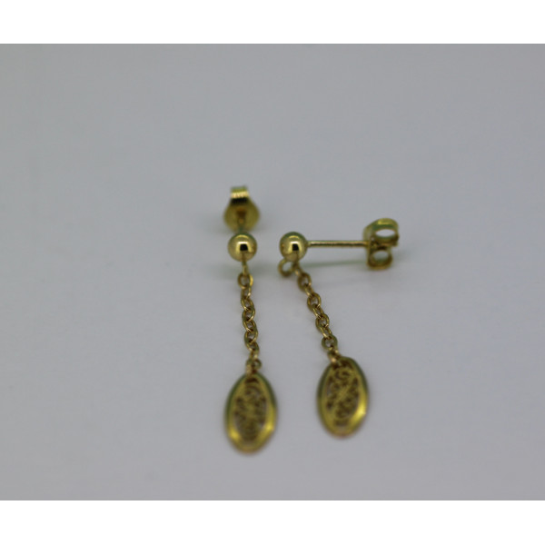 Boucles d'oreilles pendants or jaune 18 carats "Belle Epoque" filigrane
