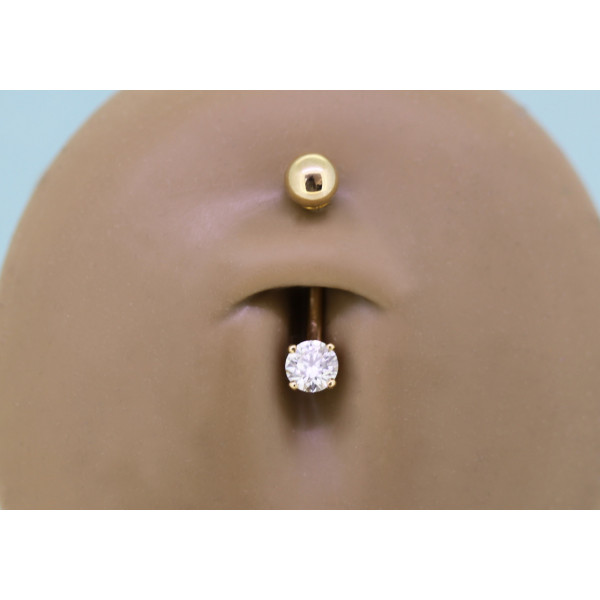 Piercing nombril or jaune 18k et diamant 0,40 carat