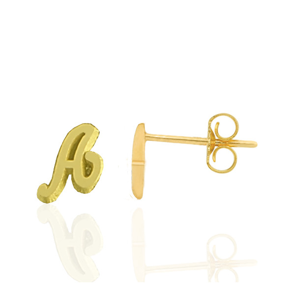 Boucles d'oreilles or jaune 18 carats personnalisée avec une initiale