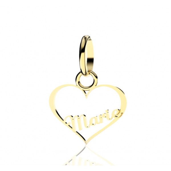 Pendentif or 18 carats personnalisable cœur prénom.