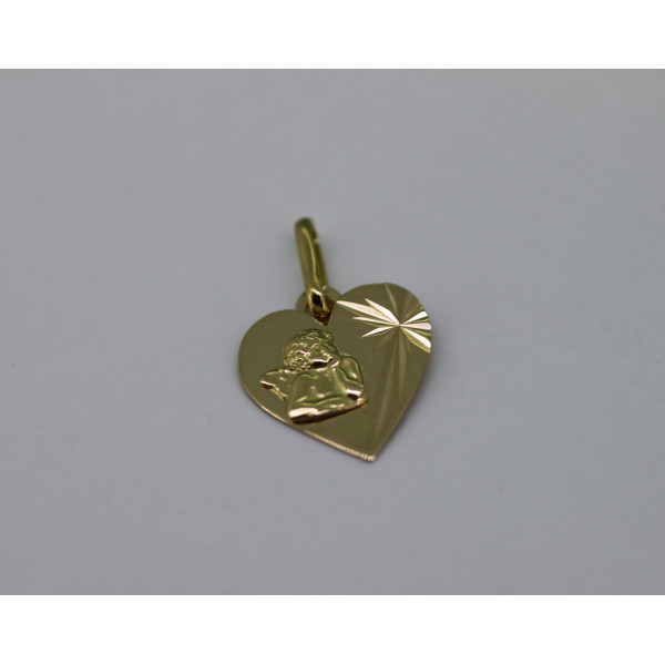 médaille ange  sur cœur en or 18 carats