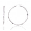 Boucles d'oreilles femme or blanc 18 carats créoles facettés 40 mm