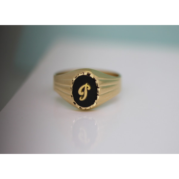 Chevalière or 18 carats et onyx personnalisable pour femme