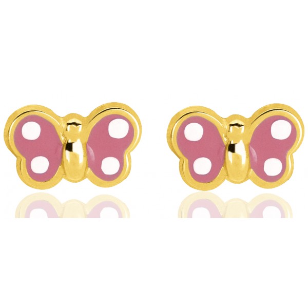 Or 18 carats 750//1000 Boucles doreilles papillon b/éb/é fille