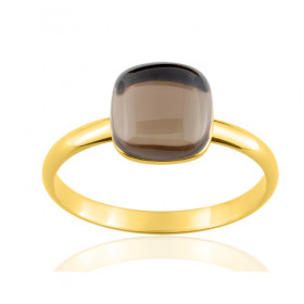 Bague or jaune 18 carats et quartz fumé pour femmes