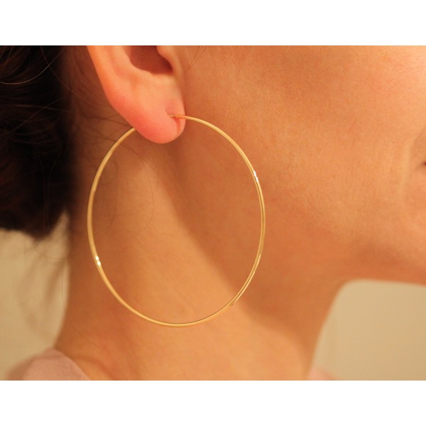 boucles d'oreilles créoles pour femmes en or jaune 18 carats
