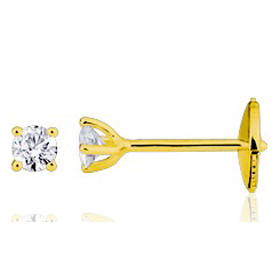 Boucles oreilles or jaune diamant 0,20 carats.