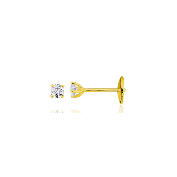 Boucle oreille homme or jaune 18 carats et diamant 0,10 carats.