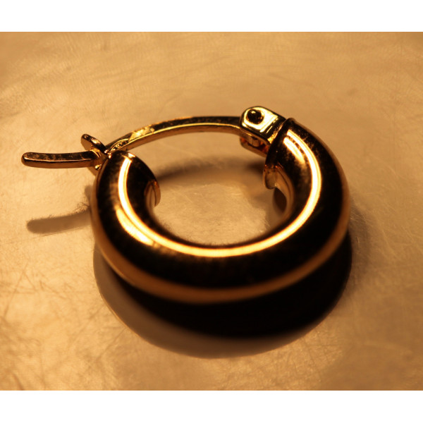 Boucle d'oreilles créole en or jaune 18 carats 14 mm pour homme