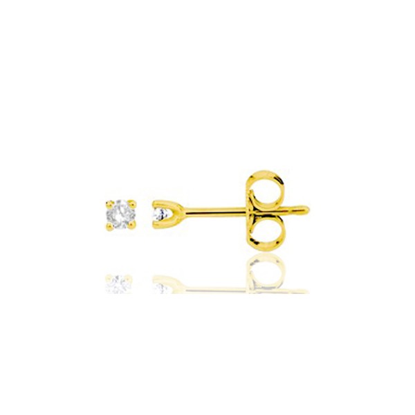 puces d'oreilles en or jaune 18 carats et diamant 0,06 carats pour femme